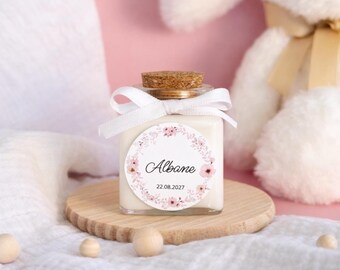 Personalized square birth candle | Original modern baby shower favor | Personalized christening candle | Baby shower keepsake