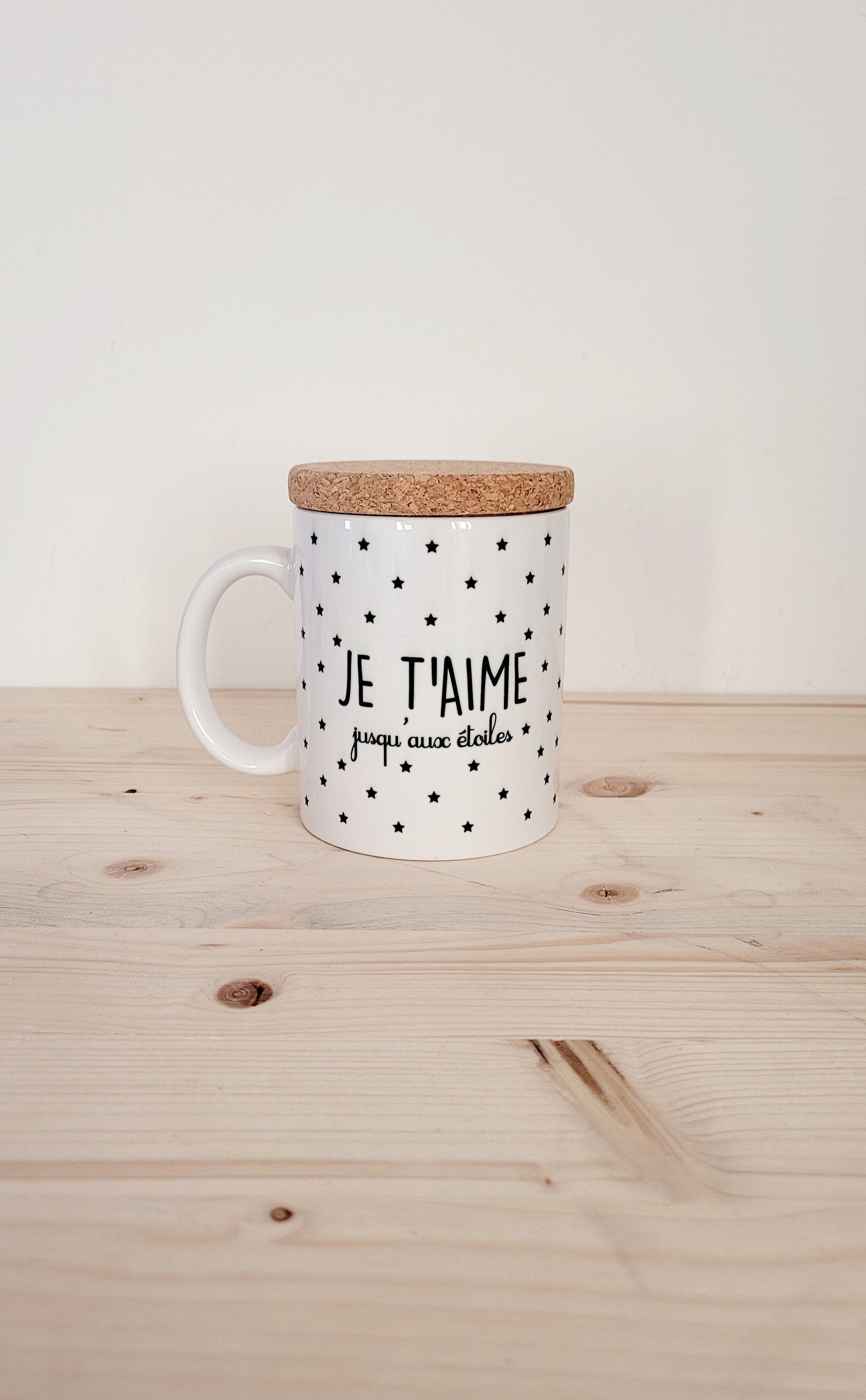 Mug Je T'aime Jusqu'aux Étoiles+Couvercle à Personnaliser