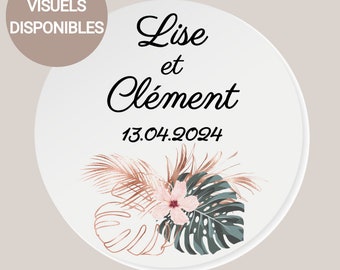 100 models / Personalized round self-adhesive labels 3 or 4 or 5 or 6 cm / A4 sheet stickers / wedding, baptism, birthday