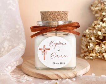 Personalized Baptism Candle | Large Square Candle 120ml | Baptism Favor | Personalized Candle with Name and Date | Baptism Keepsake