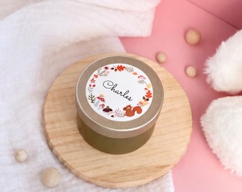 Personalized gold birth announcement candle | Chic and modern baby shower favor | Personalized metal candle with name and date | Baby shower keepsake