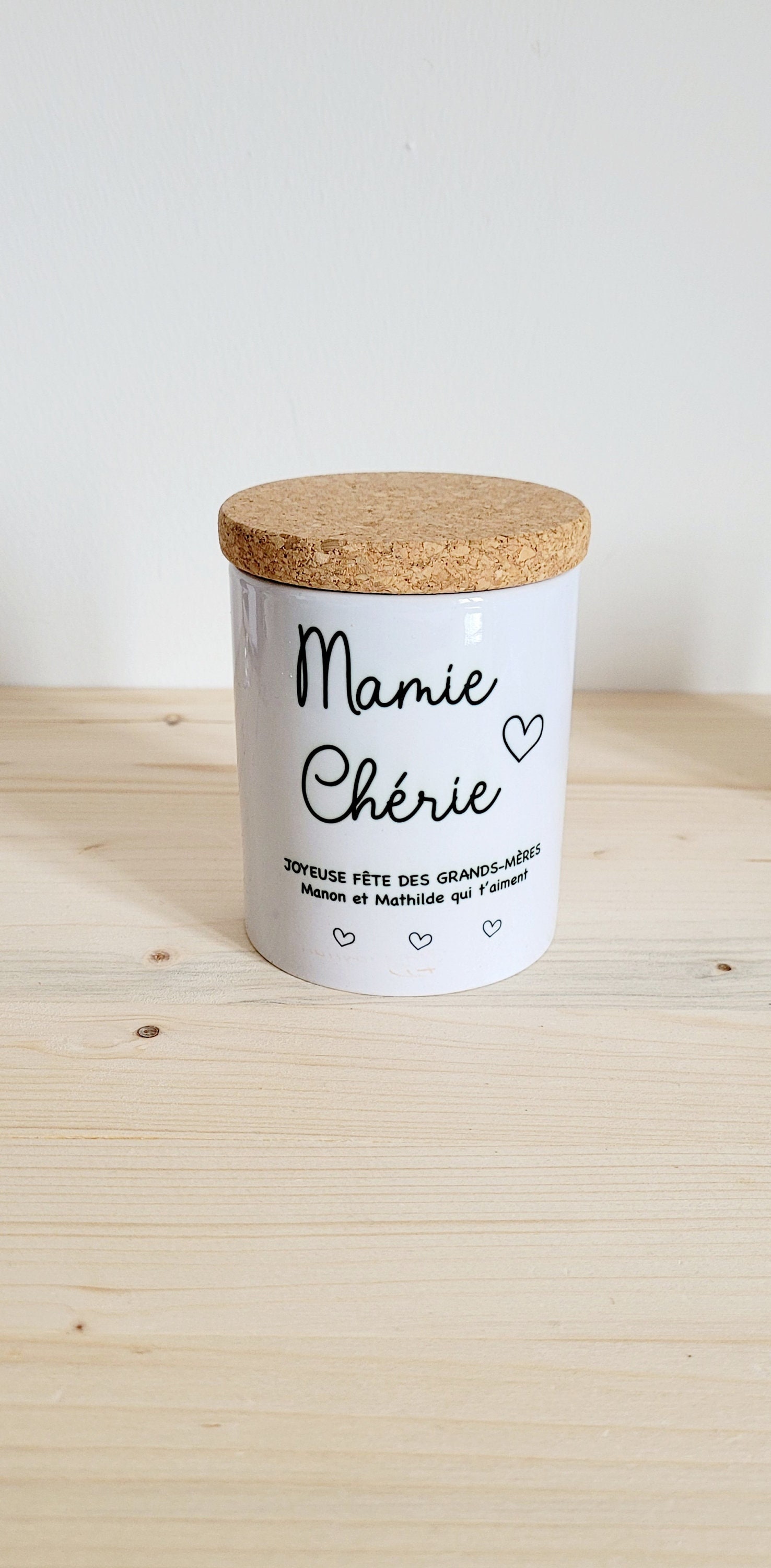 Bougie Personnalisée Céramique Mamie Chérie Coeur Fête Des Grands-Mères Cadeau Mamie Tata Maîtresse 