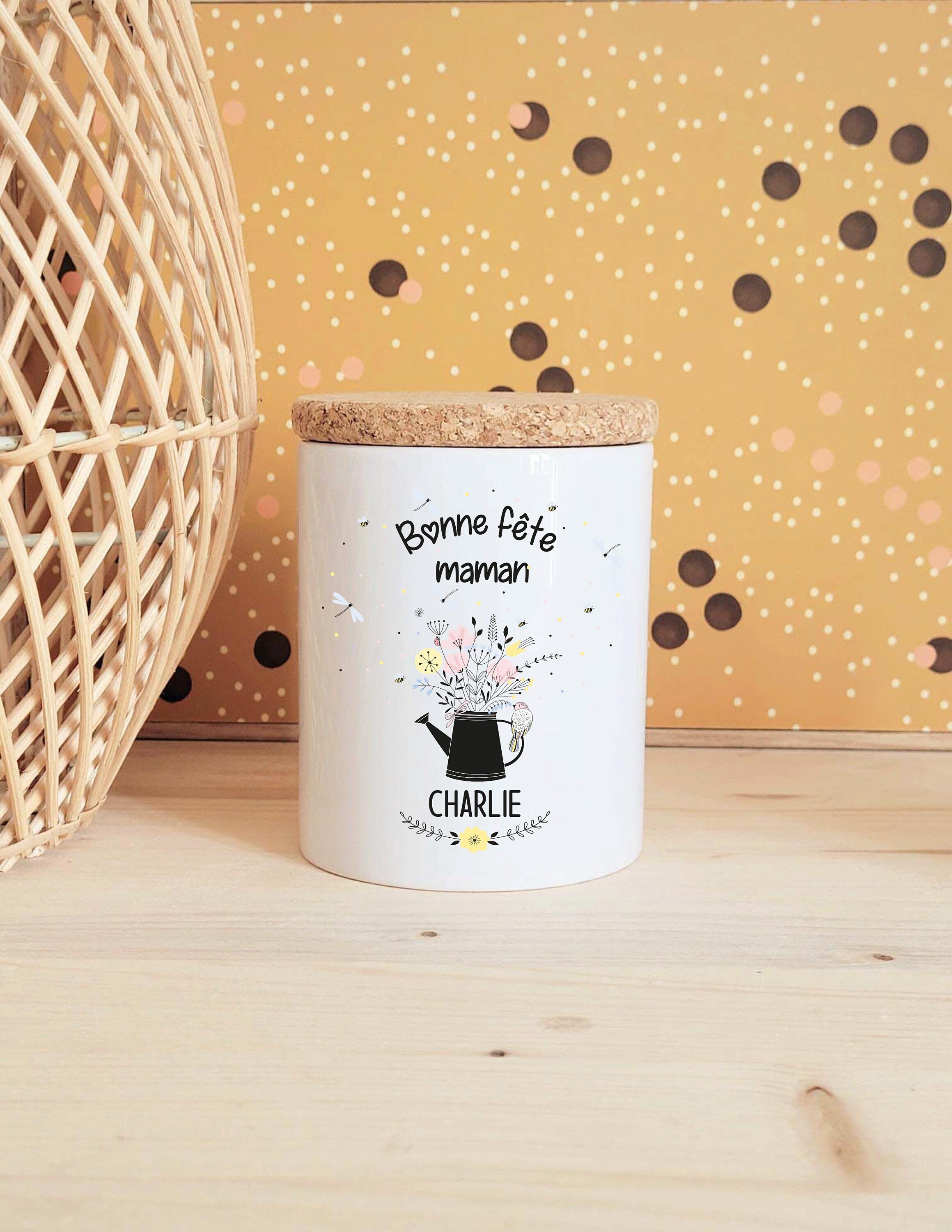 Bougie Personnalisée Céramique Arrosoir Cadeau Mamie Tata Maîtresse Nounou Maman Atsem Marraine