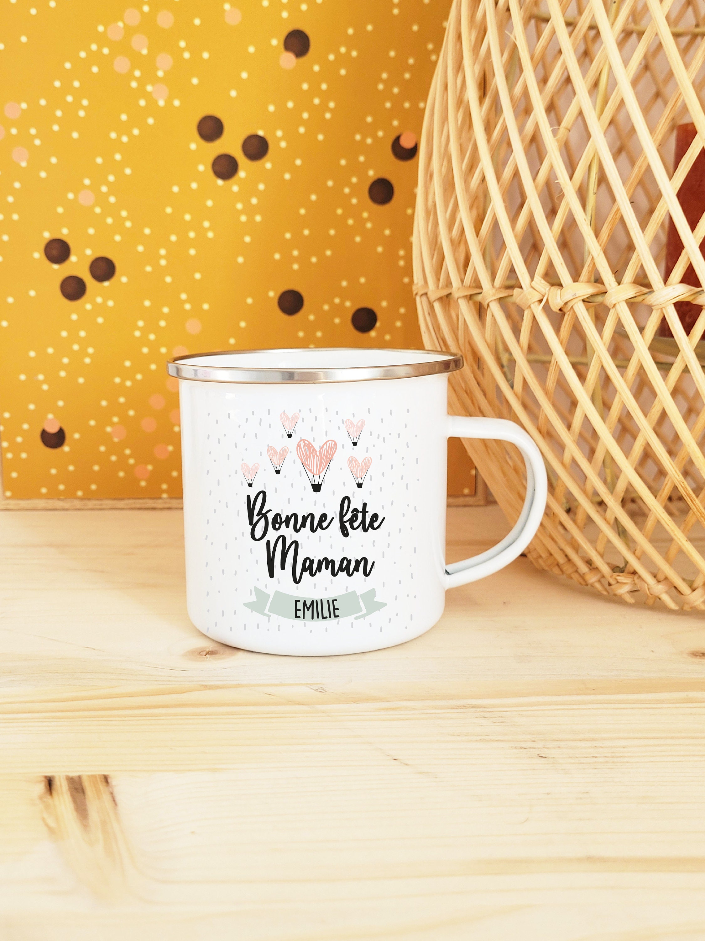 Mug Vintage Personnalisé Ballons Grands-Mères, Mamie, Maman, Tata, Nounou, Maîtresse, Marraine