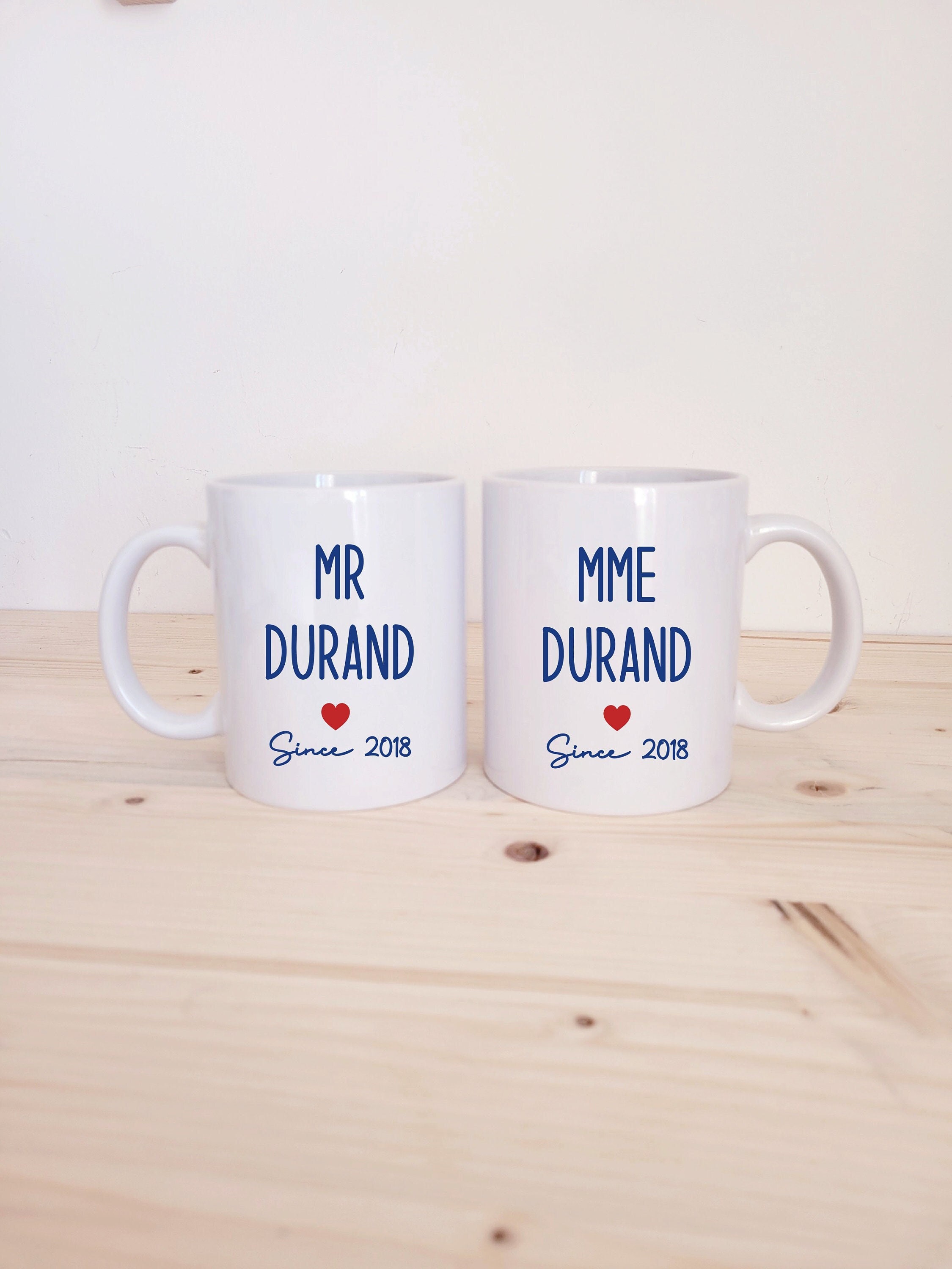 Mug Saint Valentin Mr Mrs /Mr mme Nom Since+Année Couple Homme et Femme