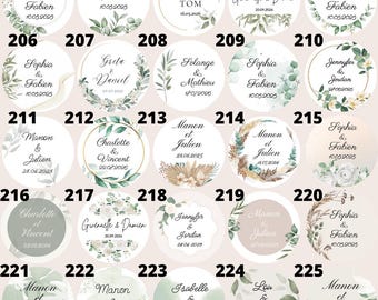 75 models / personalized self-adhesive labels 3 or 4 or 5 or 6 cm / A4 sheet