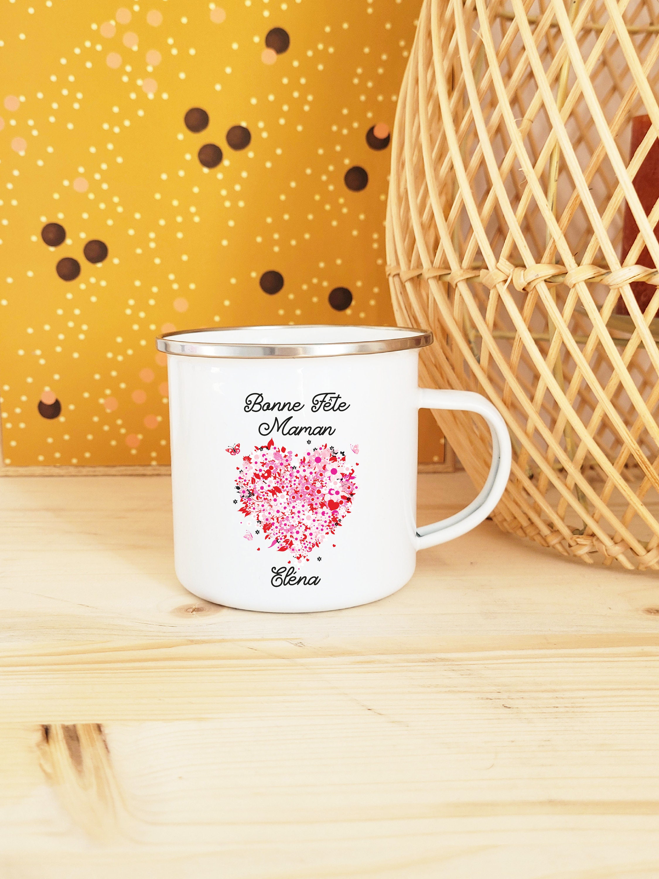 Mug Vintage Coeur Fleuri Fête Des Grands-Mères, Maman, Mamie, Tata, Maîtresse, Atsem, Nounou, Marrai