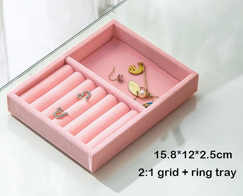 Stackable Velvet Jewelry Trays Organizer Jewelry Storage Box Etsy