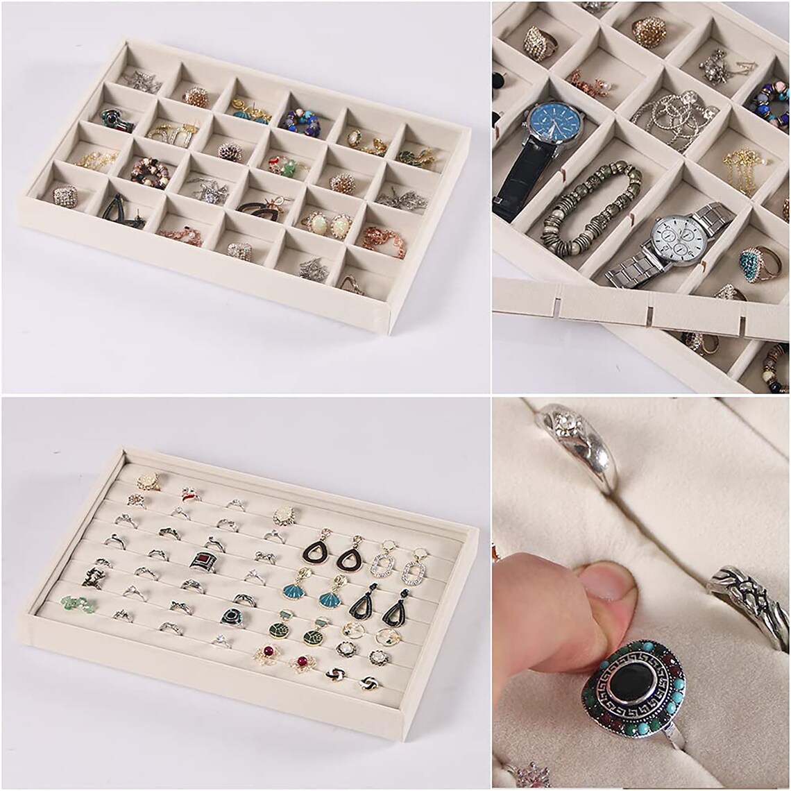 1 Extra Large Stackable Velvet Jewelry Trays Organizerjewelry Etsy