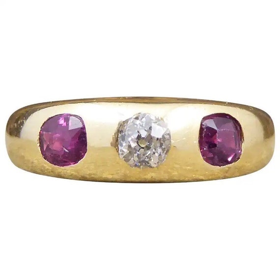 Victorian Ruby and Diamond Trilogy Ring - image 1