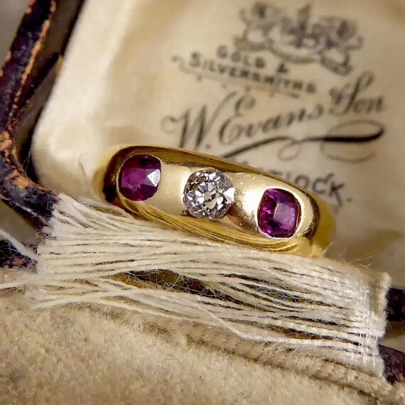 Victorian Ruby and Diamond Trilogy Ring - image 2