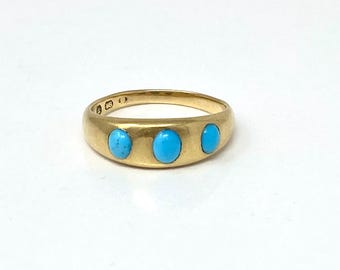Victorian 18k Turquoise Trilogy Ring