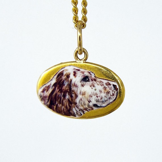 Victorian Enamel English Setter Dog Charm - image 1