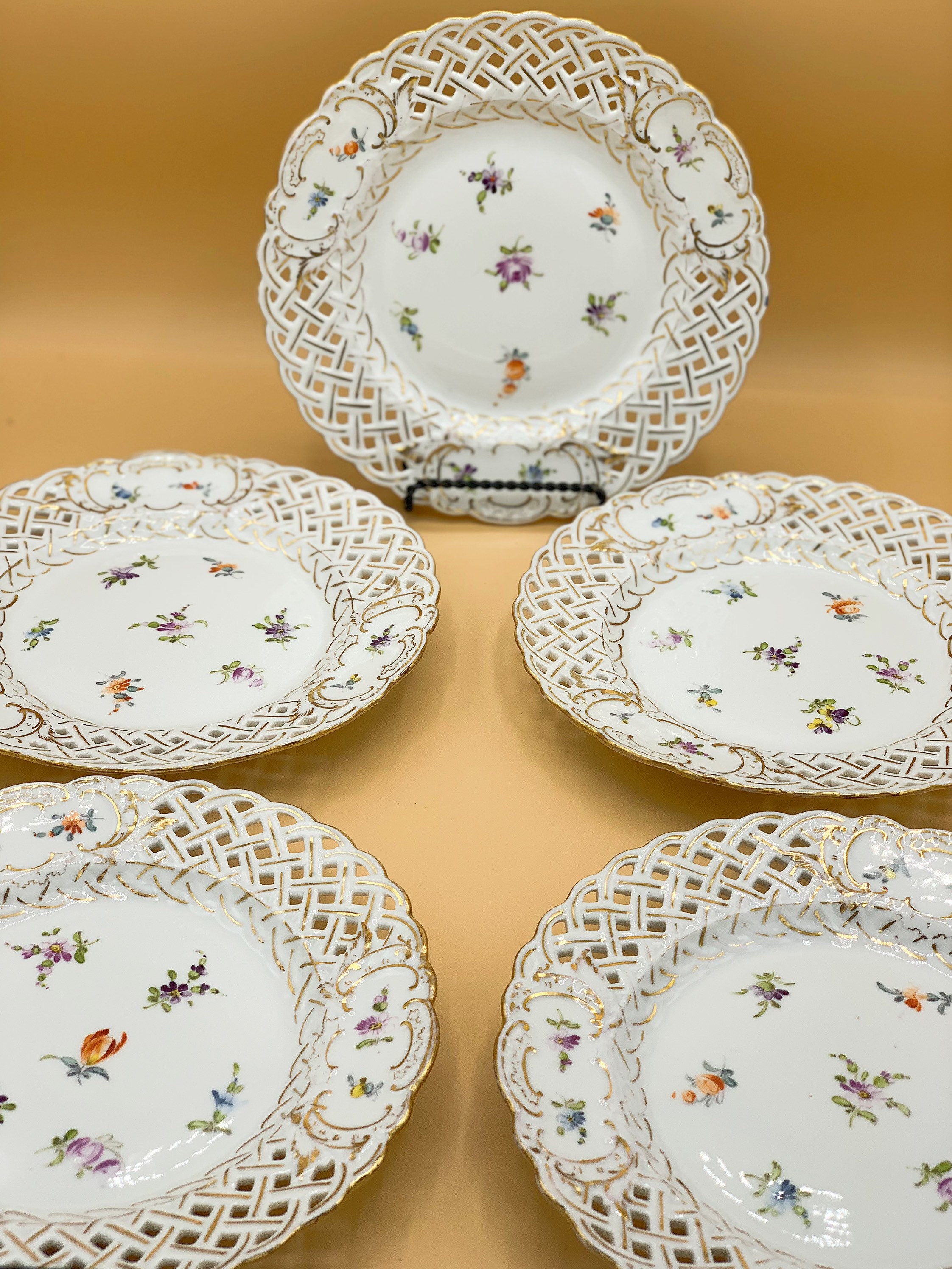 MEISSEN PLATE 1883 Impressed Mark Dresden Crown Stamp