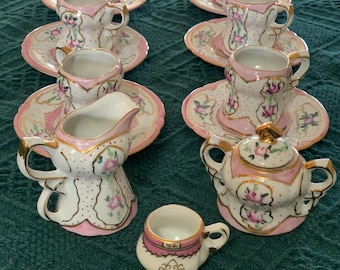 RARE Antique Child Size Limoges China Hot Chocolate Set Of 15 PCs
