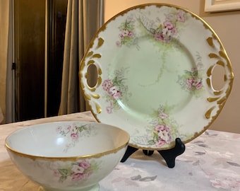 Antique Elite Works Limoges France 1920-1932  Plate And Bowl