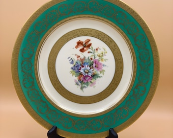 Royal Bavarian ANTIQUE Gold/Burgundy Hutschenreuther Selb Dinner Plates