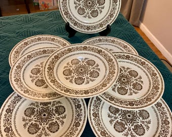 8 Wellesley Dinner Plates by Wood and Sons England Very Good Used Condition