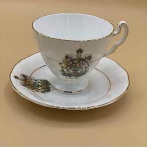 Lovely Vintage Royal Adderley Footed Cup & Saucer Set - Canada Crest - Ridgway