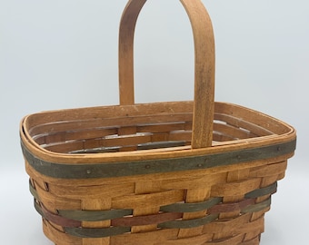 Longaberger 1991 Basket with Stationary Handle & Plastic