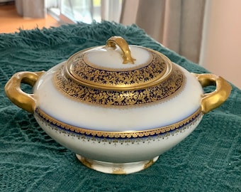 Vintage Haviland Limoges GOA France Band Gold suger bowl