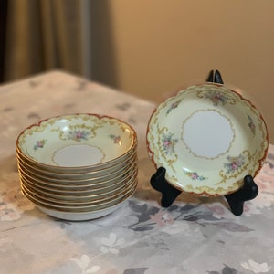 Noritake Fine China Oradell 588 kleine Suppentasse Set von 10 Goldrand