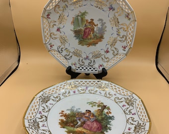 Schwarzenhammer Peirced Porcelain Plates-Bavaria,Germany-10 1/2’’ Set of 2
