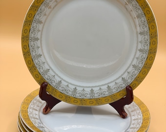 5 Royal Vienna Gold Scroll & Yellow Band Pattern 7 1/2” Salad plate