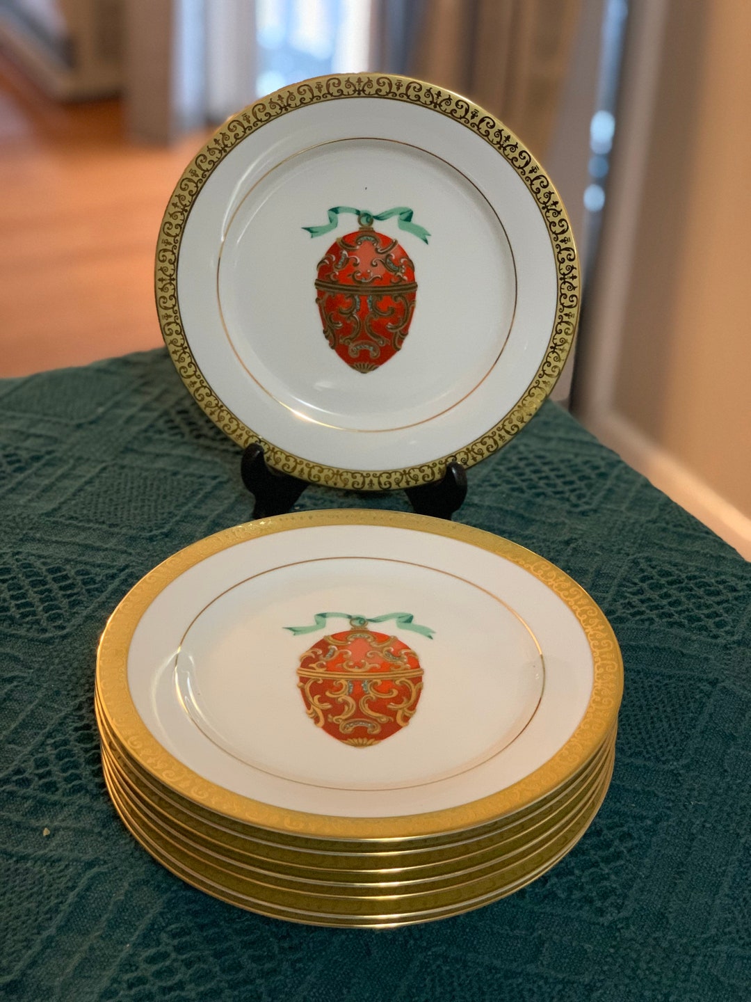 8 Gold Buffet Royal Gallery Faberge Egg Plates 8.5 Salad Etsy