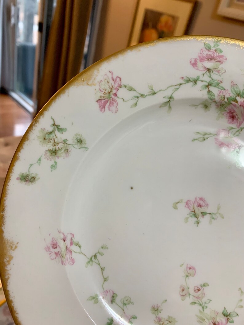 4 Theodore Haviland Limoges France Schleiger Pink Flower Gold Etsy