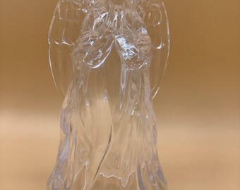 Vintage 1996 Christmas Decoration~Glass Tabletop Seasonal Angel 7.5”h x 4”