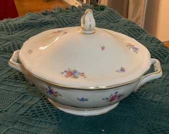 Rosenthall ‘Chippendale’ Cream Green Trim Round Covered Serving Dish Mint