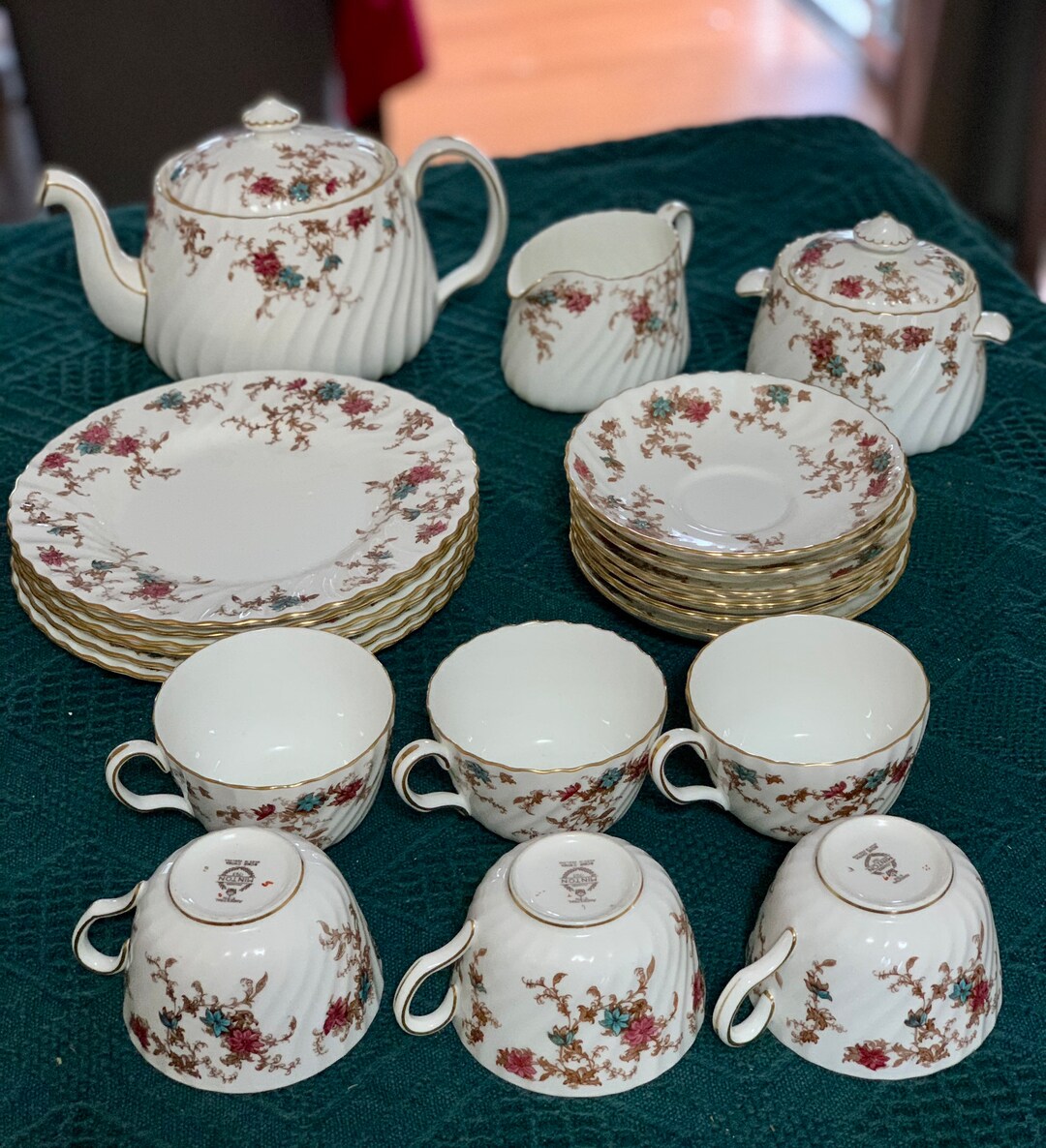 21 Pcs Minton Ancestral Teapot Milk Jug Sugar Pot 6 Cups & Etsy