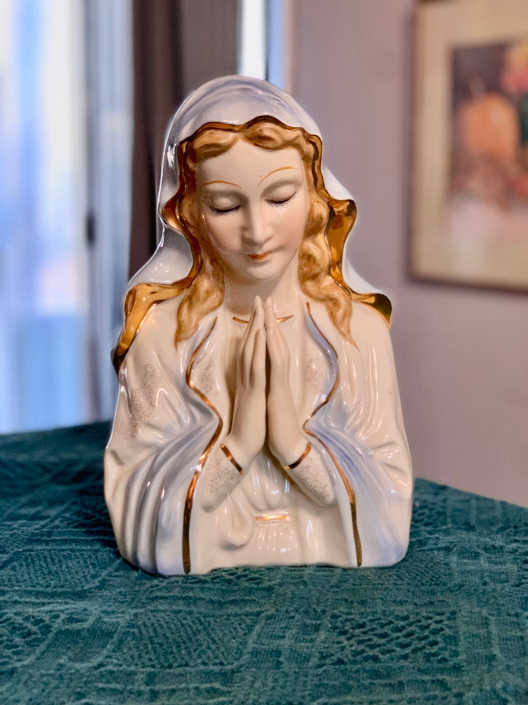 Fine Older Antique Head Vase Porcelain Statue of Mary 11 Ht Etsy