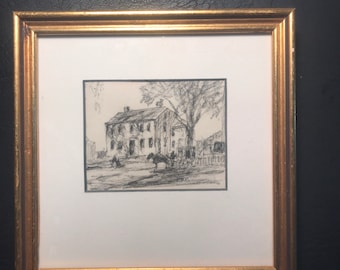 Original “Daniel Harrington House” pencil drawing by Philip Brown Parson