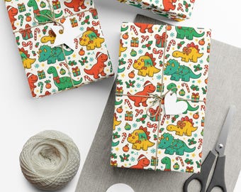 Carta da regalo con motivo dinosauro per regali per bambini, rotolo di carta da regalo natalizia per ragazzi e ragazze, confezioni regalo per le feste, confezioni regalo