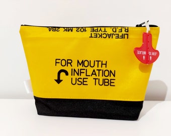 Aircraft Lifejacket cosmetics / toiletry bag upcycled used Lifejackets