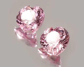 AAA Grade 10x10 MM Pink Morganite Loose Gemstone Heart Cut Pair,Excellent Genuine Quality Gemstone For Earings & Jewellery Making 9.00 Ct