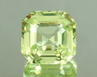 Saphir vert jaunâtre chrysobéryl, qualité AAA, taille Asscher en vrac, excellente qualité véritable pierre précieuse pour la fabrication de bagues et de bijoux