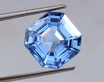 AAA Grade 12x12 MM  Brazilian Sky Blue Aquamarine Loose Gemstone Asscher Cut,Excellent Genuine Quality Gemstone For Jewellery & Ring Making