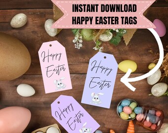 Printable HAPPY EASTER TAGS for gifts instant download