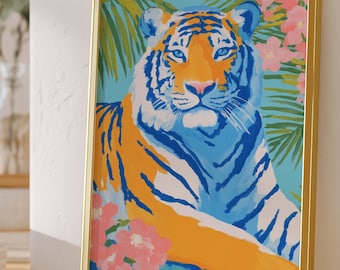 Tiger Wand Kunst, Jungle Art, Dopamin Deocr