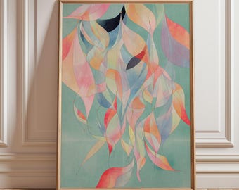 Abstrakter botanischer Druck | Farbenfrohe ätherische skandinavische Wandkunst
