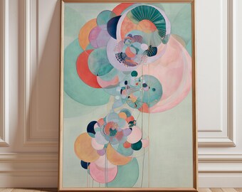 Abstrakter surrealer funky Wand-Kunst-Druck | Moderne geometrische Pastellblasen