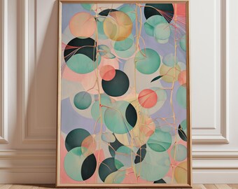 Botanische Illustration, Abstrakte Kunst Druck, Zen Wand Dekor, Moderne Pastell Kunst