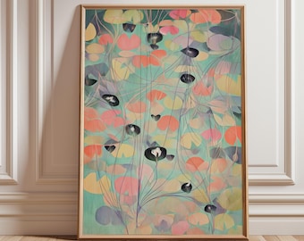Abstrakter Teich Art Print, türkiser salbeigrüner wässriger Surrealismus, Natur inspirierte Wanddekoration