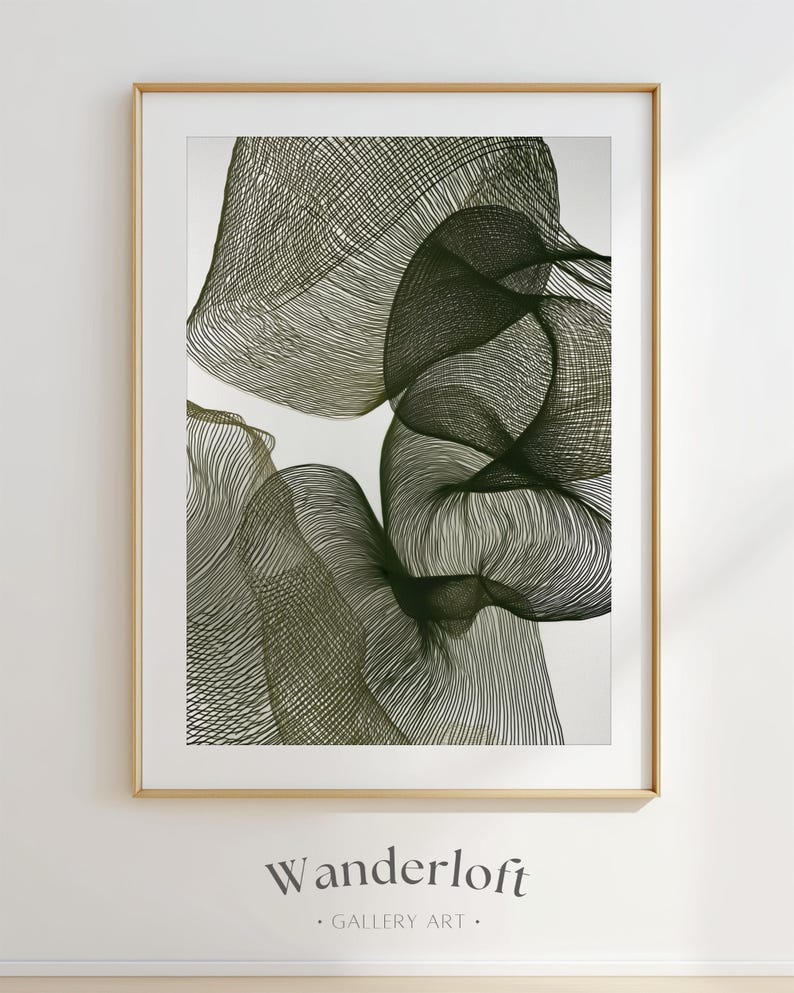 Organische moderne Wandkunst | Abstrakte botanische Linie Kunstdruck | Efeu in Blüte Bild 11