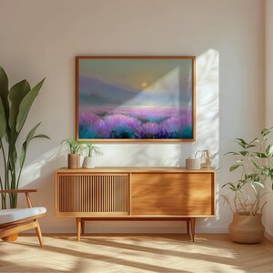 Moonlit Lavender Fields Print | Etherial Art | Peaceful Bedroom Wall Art image 4