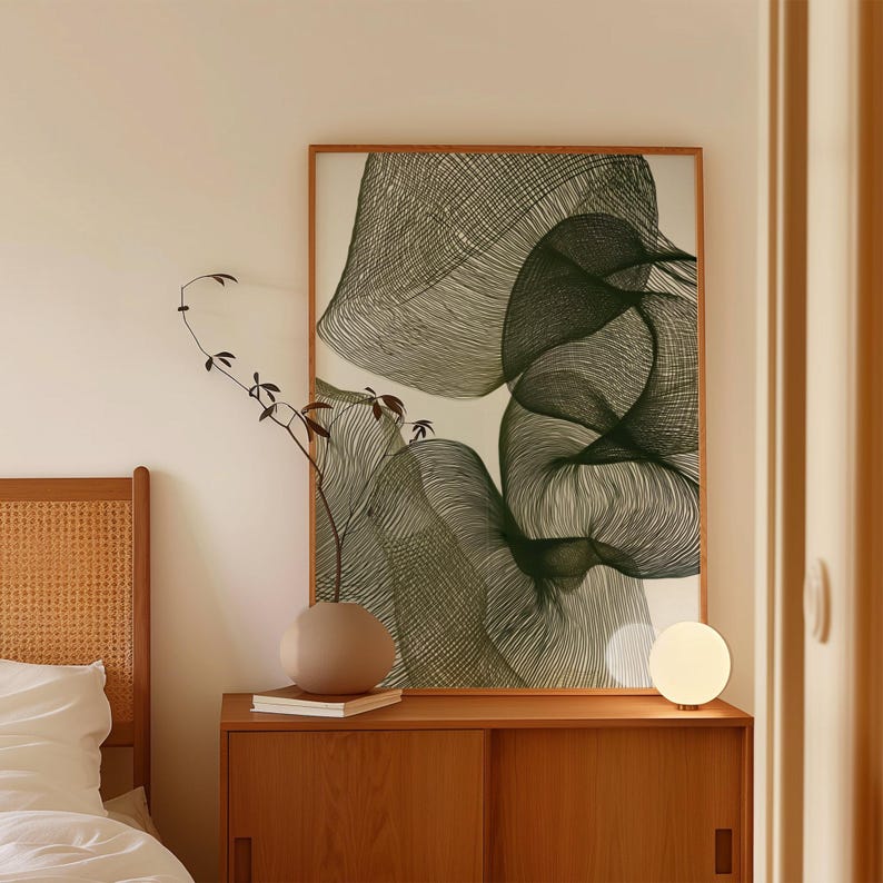 Organische moderne Wandkunst | Abstrakte botanische Linie Kunstdruck | Efeu in Blüte Bild 7