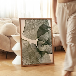 Organische moderne Wandkunst | Abstrakte botanische Linie Kunstdruck | Efeu in Blüte Bild 8